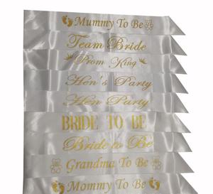 Faja <span class=keywords><strong>de</strong></span> satén blanco para Baby Shower, decoración <span class=keywords><strong>de</strong></span> revelación <span class=keywords><strong>de</strong></span> género, papá, abuela, papá, mamá, para ser letras doradas con purpurina, huella <span class=keywords><strong>de</strong></span> oso - Product Image 6