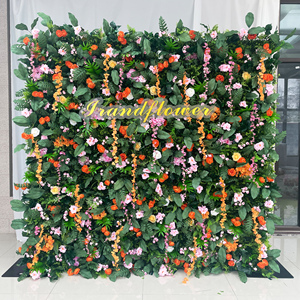 2025โรงงานขายดีฉากหลังผนังงานแต่งงานโรงงานที่มีคุณภาพสูงดอกไม้สีเขียวที่มีสีสันผนังดอกไม้ม้วนขึ้นผนังดอกไม้ผ้าไหม - Product Image 4