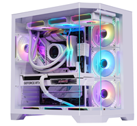 Boîtier PC Cube en Verre Panoramique Installable avec Écran Géant, Tour EATX pour Ordinateur de Jeu, Ventilateurs de Refroidissement Liquide 36cm