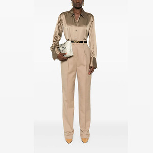 <span class=keywords><strong>Pantaloni</strong></span> da Donna su Misura <span class=keywords><strong>Beige</strong></span> a Vita Alta <span class=keywords><strong>con</strong></span> Pieghe e Gamba Larga, <span class=keywords><strong>Pantaloni</strong></span> Formali da Ufficio su Misura <span class=keywords><strong>con</strong></span> Tasche Posteriori - Product Image 2