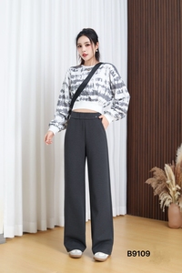 <span class=keywords><strong>Pantaloni</strong></span> neri a gamba dritta da donna alla moda <span class=keywords><strong>con</strong></span> cintura elastica formale da ufficio per lo stile invernale del frontale piatto - Product Image 2
