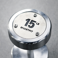 Ensemble d'haltères Smartfit de haute qualité en chrome dur, haltères chromées de 2,5 kg à 100 kg (5 lb à 220 lb), haltères en acier pleine taille pour poids libres