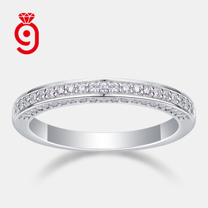 JIUZUAN Doppelreihiger Micro-Pavé Moissanit-Ring aus S925 Silber, halb-eterner Ring, stapelbar, Verlobungs- und Jubiläumsring, schlichter Ring für den Alltag - Product Image 3