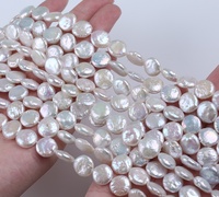 Natural Coin Baroque Pearls 11-12mm Real Natural Freshwater Pearl Diy Necklace Earring Jewellery Accessory Button Beads