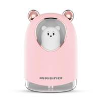 Humidificateur ultrasonique portable mini 300 ml à piles, diffuseur d'arômes double humidification, veilleuse ultra-silencieuse, design chat mignon, pour hôtel