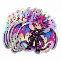Autocollants en vinyle holographiques Kawaii Anime découpés sur mesure, imperméables, autocollants gothiques pour bouteille d'eau, journal