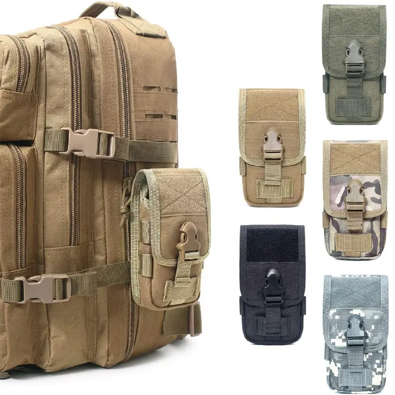 Tactical Double-layer Phone Pouch Bag Molle Mobile Phone Pouch Money Tools cintura in vita caccia Molle marsupio marsupio