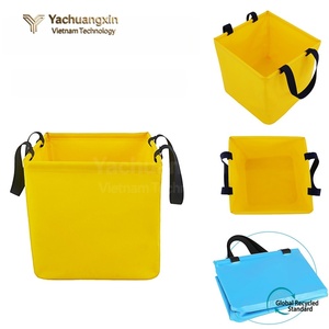 Bolsa de almacenamiento plegable cuadrada amarilla con asas negras, material no tejido para uso en campamentos al aire libre, para todas las estaciones - Product Image 2