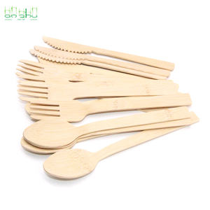 Cubiertos ecológicos desechables de bambú biodegradable, juego de cucharas, tenedores y cuchillos, cubiertos con logotipo personalizado - Product Image 1