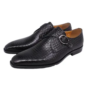 Mode Loafer Slip Op Lederen Business Kleding Schoenen Partij Bruiloft Monnik Riem Schoenen Voor Mannen