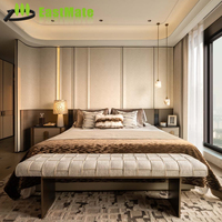 Suite de chambre présidentielle de villa d'hôtel de luxe, lit king-size en bois massif moderne sur mesure, design de cadre de lit, livraison complète, mobilier de maison