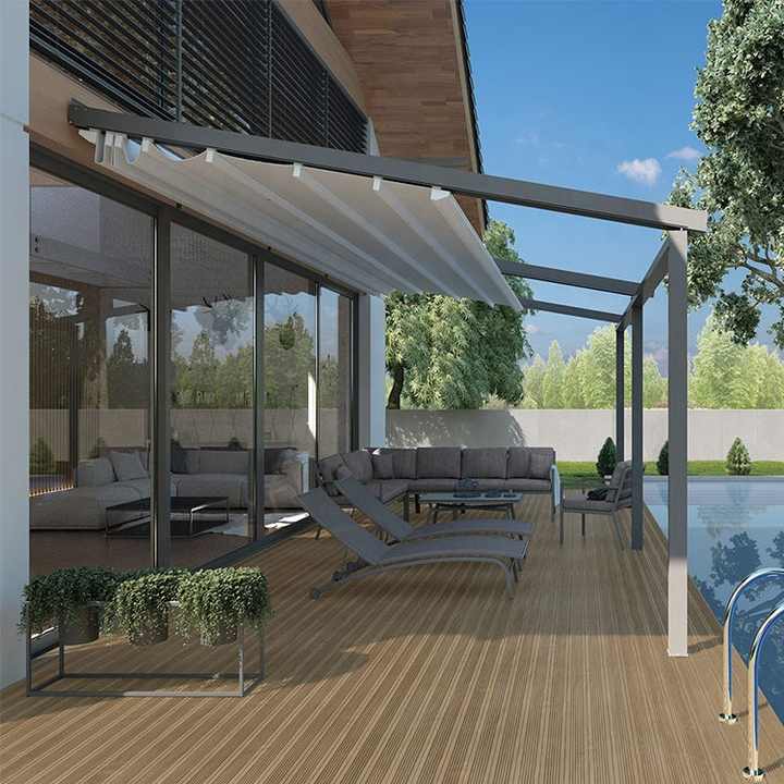 Motorized Folding Roof Awning Pergola with Aluminum Alloy Powder Coated ...