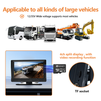 Moniteur AHD 7 pouces 4 canaux avec DVR, entrées 4CH 1080P/720P, connecteurs M12, enregistrement en boucle, moniteur multi-vues pour camion et bus
