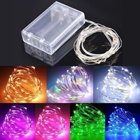 Bande lumineuse LED en fil de cuivre de 2M à 5M, petite boule lumineuse colorée, guirlande lumineuse à piles