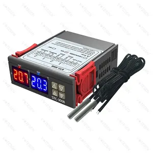 STC 3008 12V 24V 110V 220V Digital Temperature Thermostat Controller Dual LED NTC Probe