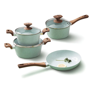 Modern <b>Ceramic</b> Marble Coated Pot <b>Pan</b> Glass Lids Bakelite Handles Gas Induction Non-Stick Aluminum Cookware Set - Product Image 1