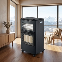 Chauffage au gaz infrarouge noir à double chaleur, portable sur roues, pour intérieur, maison, salon, commerce