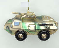 Ornements de Noël en verre : Véhicule d'ingénierie, véhicule militaire, décoration camouflage, ornement de véhicule créatif à l'éclat métallique