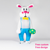 Costumes d'air gonflables en PVC de lapin de fête drôle pour l'activité commerciale anniversaire Halloween Thanksgiving Noël