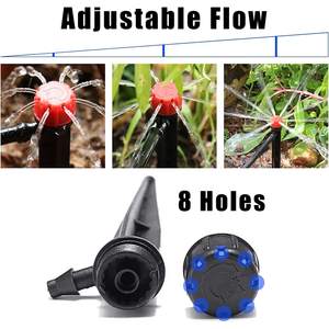 Aspersor de riego por goteo ajustable de ocho orificios para montaje en suelo, para riego de árboles frutales, 13 cm - Product Image 4