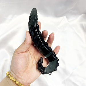 Hippocampus Crystal Glass Dildo, Zwart Roze Paars Yoni Massage Toverstaf Seksgereedschap - Product Image 3