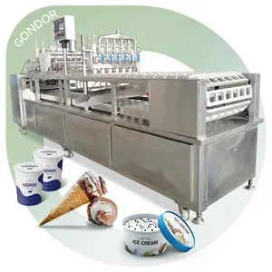 Joghurt-Schachtel-Eiscreme-Kegel rotierende Wasser-Turk-Eiscreme-Papierbecher automatische K-Becher-Abfüll- und Verschlussmaschine