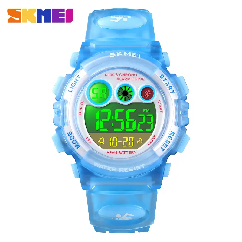 Skmei 1451 watch young and energetic colorful led lights transparent case strap kid watch