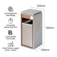 Cubo de Basura de Reciclaje Cuadrado de Acero Inoxidable Dorado de 20L Personalizado, Cubo de Basura Ecológico para Oficina Interior
