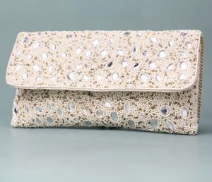 Bolso de Mano Ecológico Ligero con Botón, Adornado con Flores de Diamantes de Imitación, de Algodón, Duradero y Portátil - Product Image 4