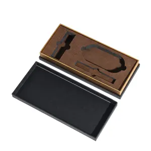 Cajas de embalaje de regalo de colocación de pajarita para hombre de color negro mate a medida de alta calidad con logotipo personalizado