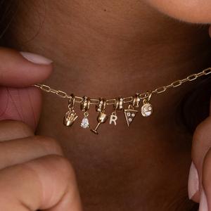 Plaqué or 18 carats, accessoire de bricolage détachable personnalisé, pendentifs à breloques OEM ODM empilables pour <span class=keywords><strong>la</strong></span> fabrication de bijoux de collier - Product Image 2