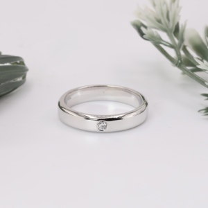 White Gold Minimalist Round Brilliant Cut Lab Grown Diamond Engagement Wedding Band Classic Flush <b>Set</b> Solitaire Fine Jewelry <b>Men</b> - Product Image 1