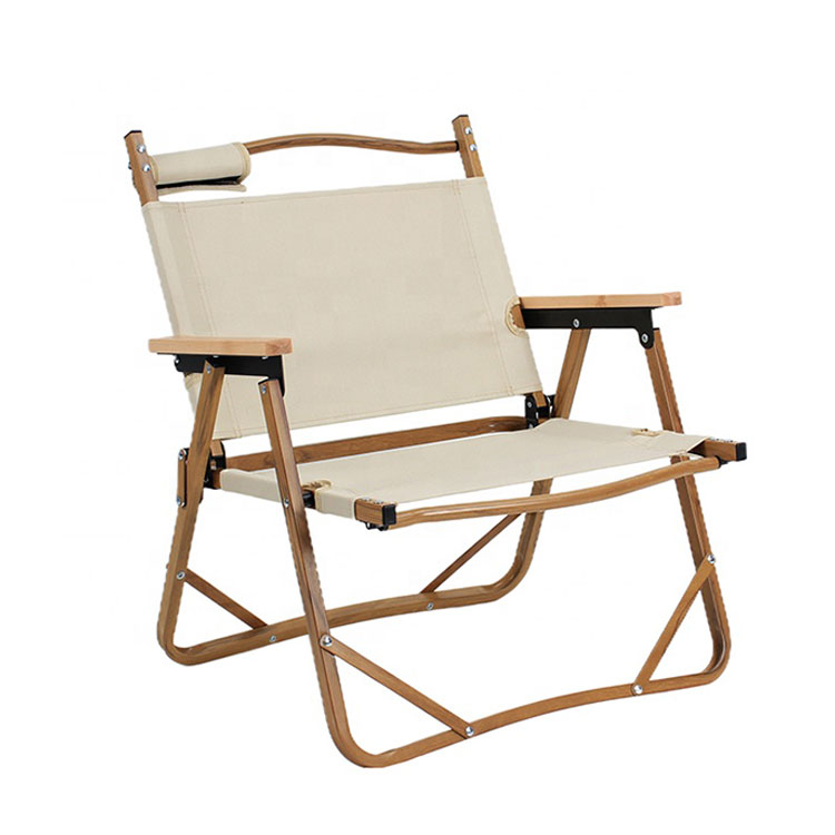 Picnic Portable Wood Grain Aluminum Low Seat Foldable Director Chair Lightweight Camping Folding Armrest Outdoor Beach Chair