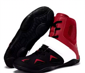 PROFIT SPORTS Chaussures de lutte blanches à tige haute avec accents noirs, en PU durable, pour toutes les saisons - Product Image 2