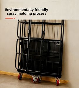 Chariot de transport pliable robuste, poids net 45 kg, acier de 1,0 mm d'épaisseur, 360° °   Roulettes à frein pour la logistique des supermarchés - Product Image 6