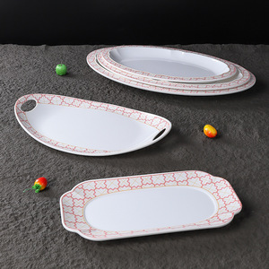 Plato Ovalado de Melamina para Pescado con Diseño Rojo, Duradero, para Restaurantes Comerciales, Juego de Platos para Servir Comida China - Product Image 3