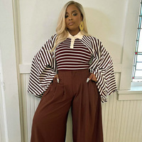 Nueva Moda de Otoño, Blusas Casuales para Mujer, Estampado a Rayas, Blusas de Manga Larga con Corte Acampanado, Ropa Urbana para Mujer