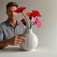 Vase en céramique transparente de grande taille, style Art déco, avec glaçure réactive, pour la décoration de table, à l'intérieur ou à l'extérieur, avec des fleurs