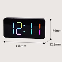 Horloge de bureau numérique électronique LED RGB moderne avec alarme, rétroéclairage sonore réglable, date et température