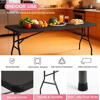 Mesa Plegable de 8 Pies, Diseño Moderno Plegable por la Mitad, Construcción de Plástico, Muebles Portátiles para Exteriores, Cocina, Picnic, Fiesta