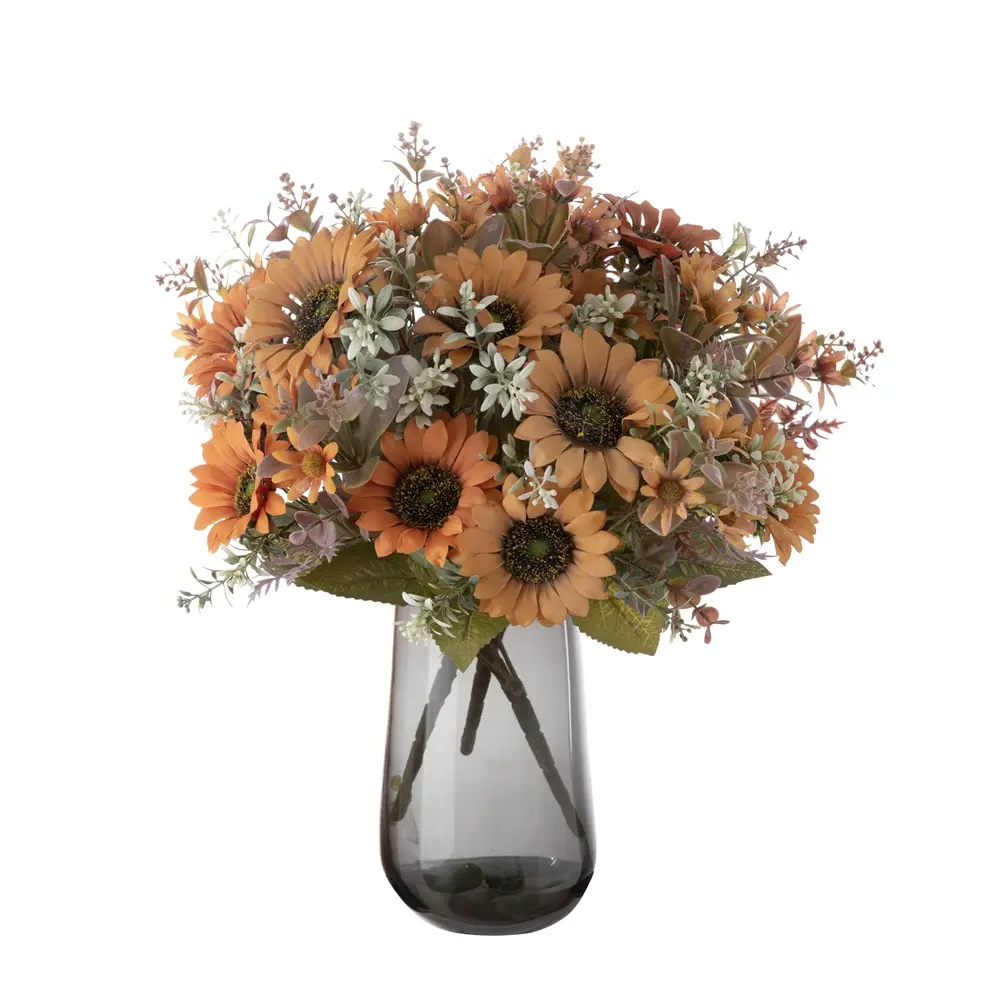 New design retro style artificial flower sunflower bouquet for home decoration