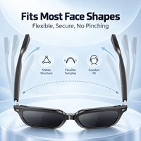 Lunettes de soleil intelligentes avec verres UV400 5.3, batterie 220 mAh, autonomie musicale 8h, branches détachables, double micro, audio sans fil à oreille ouverte