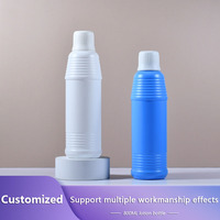Bouteille en plastique vide personnalisée en PEHD pour liquide de nettoyage, bleue/blanche, 800 ml, avec bouchon à vis