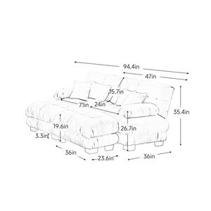 Cloud Couch Schlafsofa für Wohnzimmer Chenille 2-Sitzer-Sofa Mit 2 Lendenkissen und 2 Zierkissen - Product Image 6