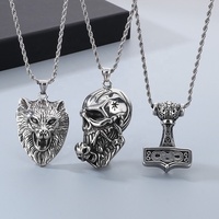 Accessoire marteau de Thor tête de loup Viking nordique Style Punk rétro crâne exagéré pendentif en acier inoxydable pour hommes