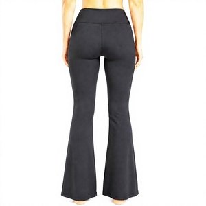Leggings de Yoga de Cintura Alta para Mujer, Corte Acampanado, Largos, Elásticos en Cuatro Direcciones, Sin Costuras, de Spandex, Color Sólido, Cintura Elástica - Product Image 4