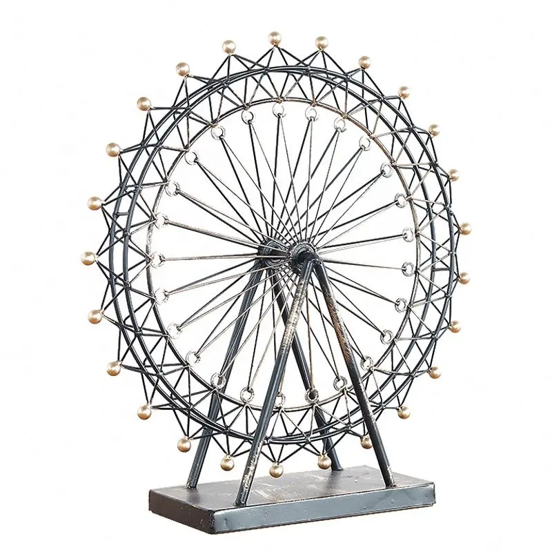 European Style Retro Decorations For Home Metal Rotatable Ferris Wheel Ornaments