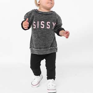 Wholesale custom acid wash black everyday girls sweatshirt <strong>sissy</strong> words <strong>baby</strong> comfortable wear sweatshirt - Product Image 4