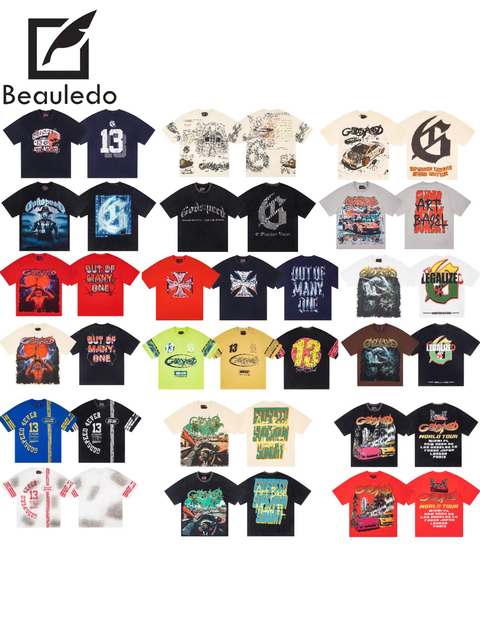 High-Street Fashion Brands White Ink Direct-to-Garment Printed Regular Short-Sleeve T-Shirts 100% Cotton V-neck Loose Fit