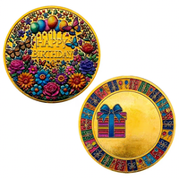 Badges d'anniversaire en gros, pièces de monnaie en métal personnalisées, pièces de monnaie dorées, cadeau souvenir, artisanat métallique pour cadeau d'anniversaire pour enfants